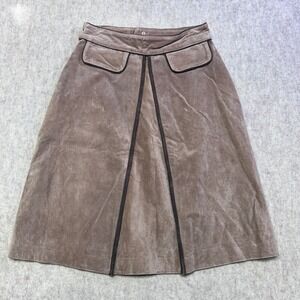 Maxima by Wilsons Leather Suede A-Line Midi Skirt Women's Size 8 Brown Vintage